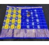 Pochampally ikkat Silk yellow and royal blue color combination saree with checks